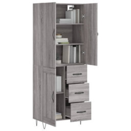 Berkfield Highboard Grey Sonoma 69.5X34X180 Cm Engineered Wood - thumbnail 3