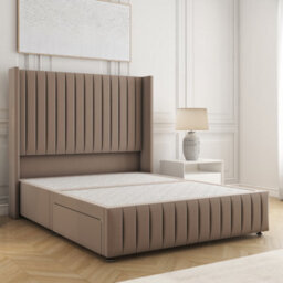 Bsspoke Luna Divan Bed Mink Plush Velvet 54Inch Headboard & Footboard No Mattress No Drawers In Single Double King 4Ft 6Ft - thumbnail 1