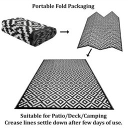 Green Decore 270 X 360 Cm Black/white Reversible Plastic Camping, Picnic And Garden Outdoor Rug - thumbnail 8