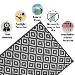 Green Decore 270 X 360 Cm Black/white Reversible Plastic Camping, Picnic And Garden Outdoor Rug - thumbnail 5