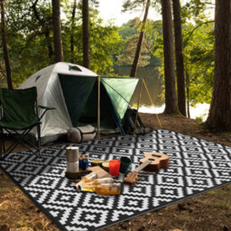 Green Decore 270 X 360 Cm Black/white Reversible Plastic Camping, Picnic And Garden Outdoor Rug - thumbnail 1