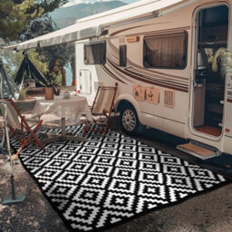 Green Decore 270 X 360 Cm Black/white Reversible Plastic Camping, Picnic And Garden Outdoor Rug - thumbnail 2