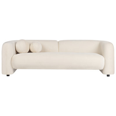 Beliani Sofa 3 Seater Leiren Velvet Off-White - image 1
