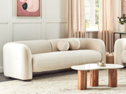 Beliani Sofa 3 Seater Leiren Velvet Off-White - thumbnail 2