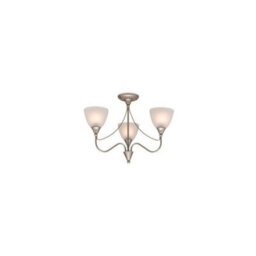 Luminosa Lighting Luminosa Santana 3 Light Flush Multi Arm Ceiling Light Satin Steel, Opal Glass, E14