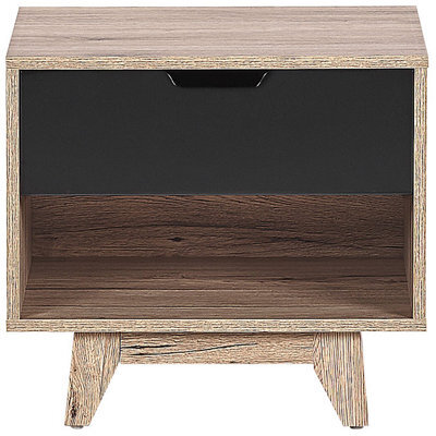 Wyld And Coco Minimalist Bedside Table Brown Black 1 Drawer 46 X 50 Cm - Scandinavian Style - image 1