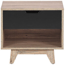 Wyld And Coco Minimalist Bedside Table Brown Black 1 Drawer 46 X 50 Cm - Scandinavian Style - thumbnail 1