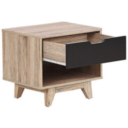 Wyld And Coco Minimalist Bedside Table Brown Black 1 Drawer 46 X 50 Cm - Scandinavian Style - thumbnail 4