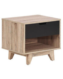 Wyld And Coco Minimalist Bedside Table Brown Black 1 Drawer 46 X 50 Cm - Scandinavian Style - thumbnail 3