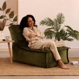 icon Dolce Lounger Bean Bag Olive Green Velvet Bean Bag Chair - thumbnail 2