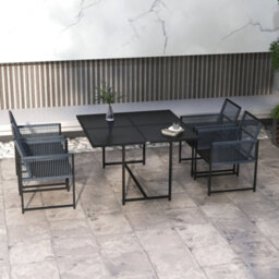 Wyld Haus Nolu 4-Seater Metal Rattan Rope Garden Dining Set - Dark Grey, Square Table L120 X D120 X H72Cm, 5-Piece - thumbnail 3