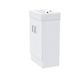 Nes Home 450 mm White Basin Sink Flat Pack Vanity Cabinet Unit Bathroom Furniture Nanuya - thumbnail 7
