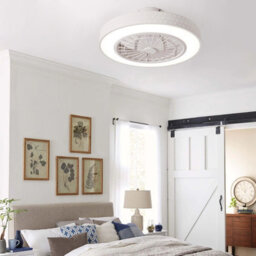 Living And Home White Round Acrylic Led Ceiling Fan Light With Remote Control Dia 480mm - thumbnail 1