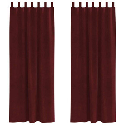 Berkfield Modern Blackout Curtains With Hanging Loops 2 Pcs Wine Red Velvet