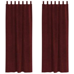Berkfield Modern Blackout Curtains With Hanging Loops 2 Pcs Wine Red Velvet