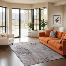 Livabliss Lustro-Abstract Beige Grey Off-White Modern Marble Living Dining Bedroom Rug 160 X 220 Cm Easy Care, Non Shedding - thumbnail 2