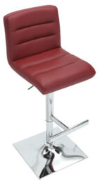 Lamboro Luscious Bar Stool, Height Adjustable Swivel Breakfast Bar Chair, Faux Leather Seat, Chrome Base & Footrest, Berry Red - thumbnail 6