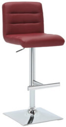 Lamboro Luscious Bar Stool, Height Adjustable Swivel Breakfast Bar Chair, Faux Leather Seat, Chrome Base & Footrest, Berry Red - thumbnail 1
