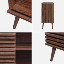 Sweeek - 80Cm Scandi-Style Sideboard Wood Effect And Sliding Door Walnut 80X39X80 Cm - Madere - thumbnail 7