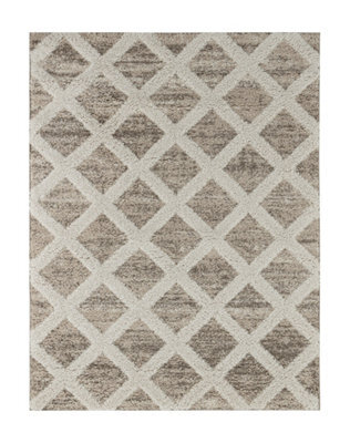 Diamond Shaggy Natural Woven Effect Medium Rug, (L)170Cm X (W)120Cm - image 1