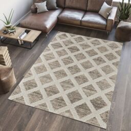 Diamond Shaggy Natural Woven Effect Medium Rug, (L)170Cm X (W)120Cm - thumbnail 3