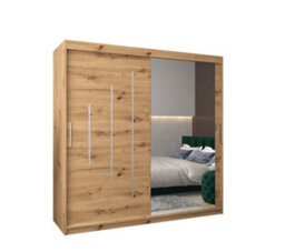 Arte Rustic Oak Artisan York Ii Sliding Door Wardrobe W2000mm H2000mm D620mm - Mirrored Storage With Silver Handles - thumbnail 1