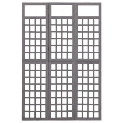 Berkfield Durable 3-Panel Room Divider/trellis Solid Fir Wood Grey 121X180 Cm - image 1