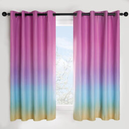 "OHS Ombre Eyelet Blackout Kids Curtains Pair Of Ring Top Panels, Pink - 46X54"""