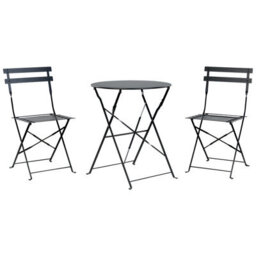 Beliani Bistro Set Folding Fiori Metal Black - thumbnail 1