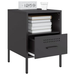 Berkfield Bedside Cabinets 2 Pcs Black 36X39X50.5 Cm Steel - thumbnail 4