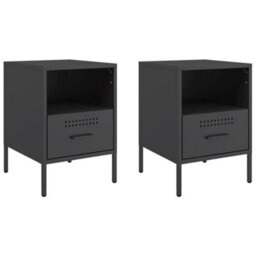 Berkfield Bedside Cabinets 2 Pcs Black 36X39X50.5 Cm Steel - thumbnail 2