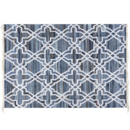 Beliani Rug Adiyaman Blue 140 X 200 Cm Cotton