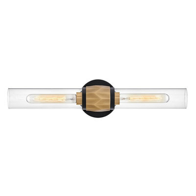 Luminosa Lighting Elstead Hinkley Ellison Bathroom Wall Lamp Contemporary Black, Heritage Brass Ip44 2X E27 - image 1