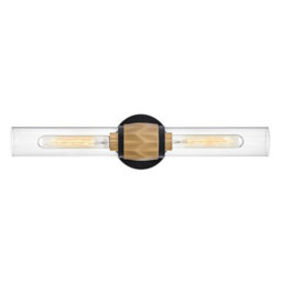 Luminosa Lighting Elstead Hinkley Ellison Bathroom Wall Lamp Contemporary Black, Heritage Brass Ip44 2X E27 - thumbnail 1