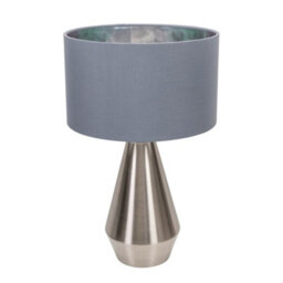 Valuelights Jax Chrome Dimmable Touch Table Lamp With Grey With Chrome Inner Lamp Shade And Led Bulb - thumbnail 3