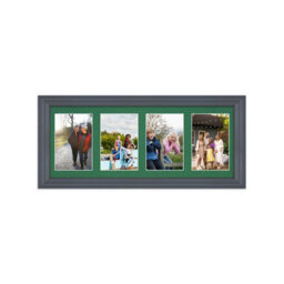 AK Frames 50X20Cm Dark Grey Classic Multi Photo Frame With Emerald Mount - Holds 4 Apertures (4X) 6X4 Photos