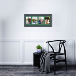 AK Frames 50X20Cm Dark Grey Classic Multi Photo Frame With Emerald Mount - Holds 4 Apertures (4X) 6X4 Photos - thumbnail 3
