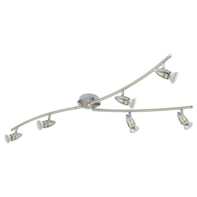 Satin Nickel Chrome Flush Ceiling Light With 6 Gu10 Led Bulbs - image 1