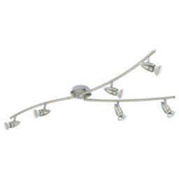 Satin Nickel Chrome Flush Ceiling Light With 6 Gu10 Led Bulbs - thumbnail 1