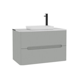 Royal Bathrooms Venice 800mm Dove Grey Wall Mounted Bathroom Countertop Vanity Unit 2 Drawer With Qubix Basin - thumbnail 7