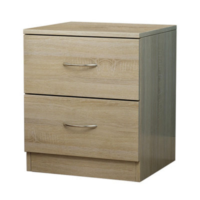 Sundaze Chest Of Drawers Bedroom Furniture Bedside Cabinet With Handle 2 Drawer Oak 40X36X47Cm - image 1