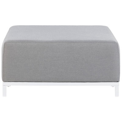 Beliani Light Grey Water-Resistant Polyester Ottoman With White Aluminium Legs, Square 83X83X38Cm - image 1