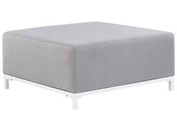Beliani Light Grey Water-Resistant Polyester Ottoman With White Aluminium Legs, Square 83X83X38Cm - thumbnail 3