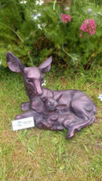 Inspirational Gifting Doe And Baby Fawn Laying Deer Garden Ornament Sculpture Hand Crafted Aluminium - thumbnail 5