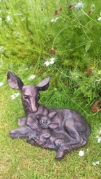 Inspirational Gifting Doe And Baby Fawn Laying Deer Garden Ornament Sculpture Hand Crafted Aluminium - thumbnail 4