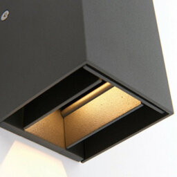 Ip44 Outdoor Up & Down Wall Light Matt Black Porch Box Lantern 5W Cool White Led - thumbnail 3