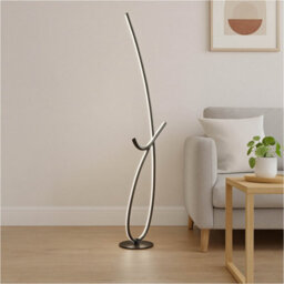 Loops Contemporary Black Led Floor Lamp - Modern Indoor Lighting For Home Decor - thumbnail 3