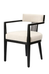 My Furniture Vista Carver Chair - Ivory, Linen-Effect Upholstered Dining Chair, Solid Ash Frame