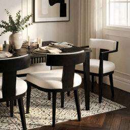 My Furniture Vista Carver Chair - Ivory, Linen-Effect Upholstered Dining Chair, Solid Ash Frame - thumbnail 2