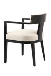 My Furniture Vista Carver Chair - Ivory, Linen-Effect Upholstered Dining Chair, Solid Ash Frame - thumbnail 3
